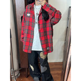 Hearujoy Autumn Long Sleeved Shirt Men Oversized Fashion Retro Plaid Shirt Men Streetwear Korean Loose Casual Shirt Mens Vintage Shirts